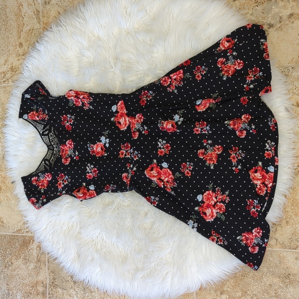 Black and red pink floral dress